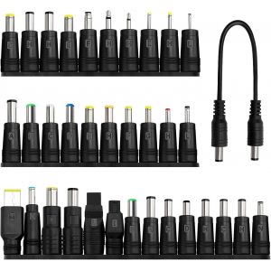 34 Pièces Adaptateur D'Alimentation Dc, 5.5X2.1 Mm Femelle À Mâle Adaptateur, Barrel Jack Connecteur, Avec 1 Pièce Câble, Pour Ventilateurs, Routeurs, Lampes De Bureau, Ordinateurs - Neuf