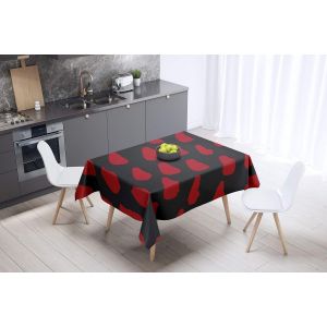 Sjzg-, Anti-Moisissure, S&eacute;chage Rapide, R&eacute;sistant Aux Taches, Lavable En Machine, 100% Polyester Nappe De Table, Rouge Noir, 140 X 140 Cm - Con&ccedil;u Et Fabriqu&eacute; En Turquie - Neuf