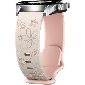 Kalanka-Deux Tons Floral Gravés Bracelet Montre Compatible Avec Samsung Galaxy Watch 3 45 Mm/Galaxy Watch 46 Mm/Gear S3 Frontier/Garmin Venu 3/Venu 2/Vivoactive 4,Silicone Souple Étanche Bracelet 22m - Neuf