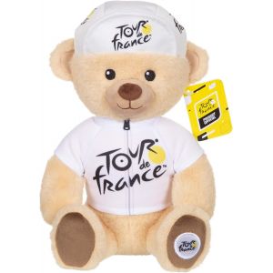DDA-Toys u2013 Peluche Ours « Maillot et Casquette Meilleur Jeune vainqueur Blanc » 24 cm u2013 Peluche Officielle du Tour de France. Un Ours Qui célèbre Les futurs Champions ! - Neuf