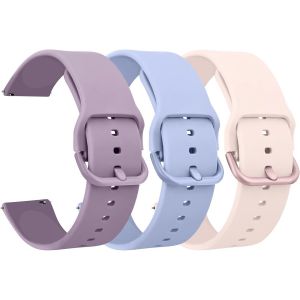 Bnhgo-3pack Bracelets De Montres Silicone 20mm 22mm, Remplacement Dégagement Rapide Pour Femme Homme 20mm 22mm (22mm, Rose/Bleu Nu/Violet Nu) - Neuf