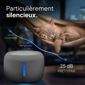 Pretty Paw Fontaine &Agrave; Eau Super Silencieuse Pour Chat Sans Bpa Avec Led Et Filtre &Agrave; Charbon Actif - Fontaine &Agrave; Chat Facile &Agrave; Nettoyer Avec Grande Capacit&eacute; De 2,5 Litres - Katzenoase Pro (Blanc) - Neuf