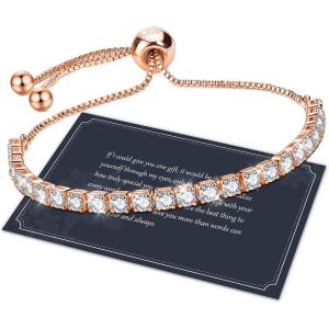 J.F&eacute;e Tennis Bracelet,Silver Bracelet For Women,4mm Tennis Crystal Bracelet,Silver-Plated Bracelet,Silver Women Bracelet,Friend Bracelet,Gifts For Her,6.5/6.9/7.3/7.7 In,Silver,Gold,Rose Gold - Neuf