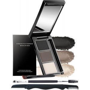 KALANKA-Palette &agrave; sourcils Poudre Waterproof- &Agrave; Sourcils Longue Tenue Maquillage Sourcil Poudre 3 IN 1 Palette &Agrave; Sourcils, R&eacute;sultat Naturel Facile &agrave; colorer, Avec Pinceau,Rasoir &agrave; sourcils Et Miroir- - Neuf