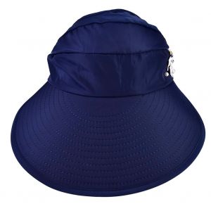 Casquette Elegante Pliable A Large Bord Pour Femme, Chapeau Pare-Soleil Respirant (Bleu Fonce) - Neuf