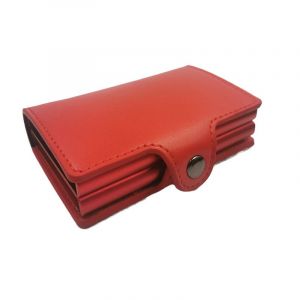 Porte-cartes s&eacute;curis&eacute; RFID-NFC POP UP avec double portefeuille antivol (rouge) - Neuf