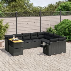 Prolenta Premium - Salon De Jardin 10 Pcs Avec Coussins Noir R&eacute;sine Tress&eacute;e - Neuf