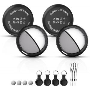 VornixorSarlshop-Air Tracker Tag Traceur Fonctionne avec l&iquest;app Localiser Apple (iOS Uniquement) Comprend Batterie de Secours, Localisateur d'objets Bluetooth pour Cl&eacute;s, Portefeuille, Bagages (Noir, L - Neuf