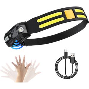 Lampe Torche Frontale Led Rechargeable, Avec Capteur De Mouvement, 230 °, Angle Large, 5 Modes D'éclairage, Convient Pour Le Camping, La Course, La Pêche, La Randonnée, Le Travail En Plein Air - Neuf