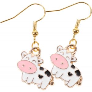 Chenquansarl-1 Paire Mignon Dessin Anim&eacute; Animal Vache Boucles D'oreilles D&eacute;claration Cheval Collier Mignon Tasse Boho Bijoux Collier Pour Femmes Cowgirl Costume Discoth&egrave;que, 4.00x2.00x0.20cm, M&eacute;tal, - Neuf