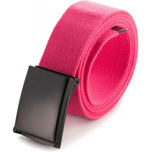 Men's Adjustable Webbing Belt Buckle Military Black Tooth Belt.[E926] - Neuf