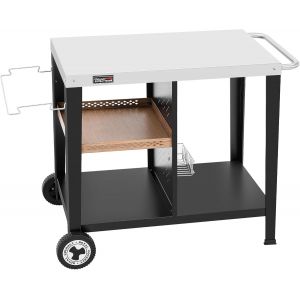 Table De Barbecue Avec Plaque En Acier Inoxydable De 85 X 50 Cm - Chariot De Barbecue &Agrave; 3 &Eacute;tages Pour Barbecue De Table Et Fours &Agrave; Pizza, Chariot Avec Poign&eacute;es, Porte-Sac Poubelle Et - Neuf