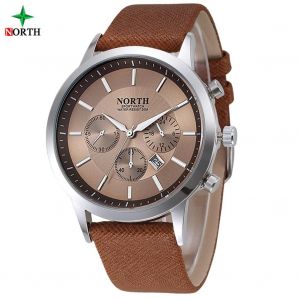 30m Montre Analogique &Agrave; Quartz &Eacute;tanche Bracelet En Cuir Montre-Bracelet Montre-Bracelet Ronde Caf&eacute; - Neuf