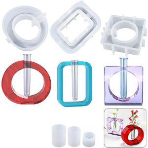 Lot De 3 Vases De Fleurs En Silicone &Eacute;poxy Moules Diy Vases En R&eacute;sine Fleurs Pot En Silicone Diy R&eacute;sine Moules De Moulage Pour Diy Fabrication De Bijoux (3 Ensembles De Moules En Silicone) - Neuf