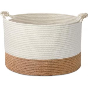 MEVRONISSHOP-Panier &agrave; Linge Panier de Rangement Tiss&eacute; en Coton Grand Panier avec Poign&eacute;e, pour Les Enfants Linge Sale Jouet Stockage D&eacute;coration de Maison pour Linge Sale (51x33cm) - Neuf