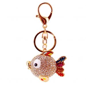 Porte-Cles En Alliage De Zinc Avec Pendentif Poisson Et Strass, Joli Dessin Anime, Decoration De Sac Et De Voiture - Neuf