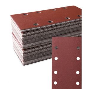 Lot de 30 feuilles abrasives 93 x 185 mm - Papier abrasif carré auto-agrippant 8 trous - Grain 40 - Idéal pour le ponçage, le polissage et l'élimination de la rouille - Convient pour - Neuf