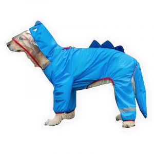 Chien Imperméable Avec Capuche Pour Les Moyens Et Grands Chiens, Imperméable À L'eau Réfléchissante Veste Avec Laisse Trou, Léger Bleu 7xl Poncho - Neuf