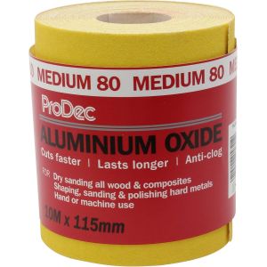 Rouleau de 10 m de papier abrasif jaune, oxyde d`aluminium, grain 80 moyen pour poncer bois, peinture, joints, métal et plus, papier abrasif compatible avec les ponceuses électriques - Neuf