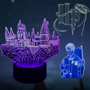 Anime 3d Led Nachtlicht, Ha-Rry Veilleuse 3d Illusion Led, Ha-Rry Lampe, Veilleuse Stéréoscopique Visuelle À 16 Couleurs, Dimmable, Cadeau Parfait Pour Les Enfants - Neuf