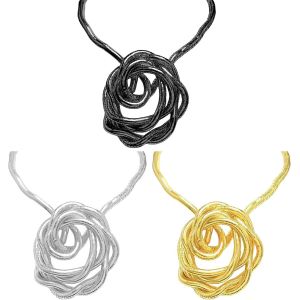 Kal-Lot De 3 Colliers Serpent Flexibles Femme ¿ Bijoux Femme Or, Argent Et Noir ¿ Chaine Plaqué Or Ajustable, Collier Serpent Polyvalent Et Élégant, Ras-Du-Cou Ou Bracelet - Neuf