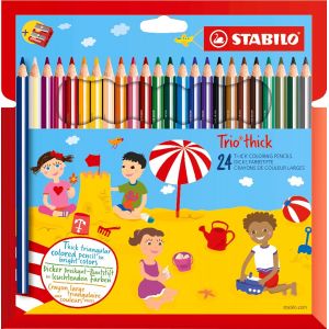 Eryi-Trio - Crayon De Couleur - Étui Carton X 24 Crayons De Coloriage Triangulaires + Taille-Crayon - Neuf