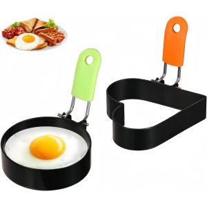 Jexnovashop-Anneau &Agrave; Oeuf,2 Pi&egrave;ces Anneaux D'oeuf Antiadh&eacute;sifs,Moule Oeufs Frits Acier Inoxydable,Anneau D'oeufs Pour La Cuisson ?uf Au Plat,Pancakes,Omelettes Et Plus - Neuf