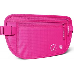 CAUC-Sac Banane Femme Ultra Fin avec Protection RFID, Antivol Banane Homme avec Sangle R&eacute;glable, Ceinture Course &agrave; Pied L&eacute;g&egrave;re pour Voyage et Sport, Pochette Secr&egrave;te pour Telephone et Passeport - Neuf