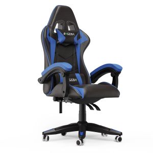 Fauteuil De Bureau Chaise Gamer Chaises De Bureau A Haut Dossier Avec Coussin Et Dossier Inclinable Noir Et Bleu Bigzzia - Neuf