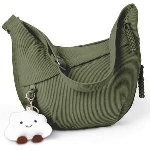 RFCBC-Sac à Bandoulière, Grand Sac à Bandoulière en Velours Côtelé, Sacs à Main avec Pendentif Nuage, Sacs Hobo Large Lanière avec Sangle Ajustable pour Femme - Neuf