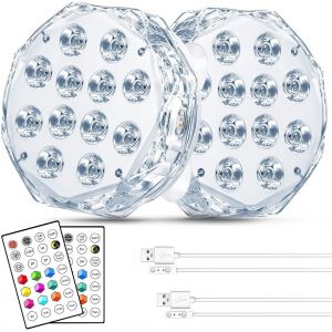 Kaltd-Lumière Led Rechargeable Grandes 20-Led Submersible Avec Telecommande Rgb Led De Couleur Décorative Étanche Veilleuse Eclairage Aquarium Led Lampe Piscine Hors Sol Pour Spa Lumiere Jacuzzi - Neuf