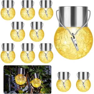AIOU-Guirlande Led Solaire Exterieur,10 Pièces Guirlande Lumineuse Solaire,Led Cristal Guirlande Solaire Exterieur Intérieurejardin,Balcon,Décoration De Fête - Neuf