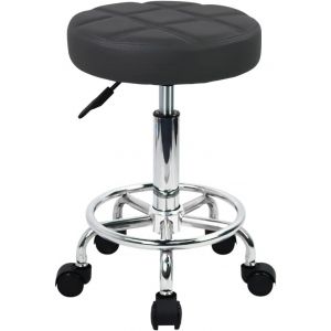 Ulteronixshop-PU Cuir Rond Tabouret Roulant R&eacute;glage de la Hauteur R&eacute;glage de la Hauteur &agrave; Domicile Tabouret de Bureau Laboratoire de Dessin Cuisine Massage Tabourets avec Roues Chaise de Bureau (Gris - Neuf
