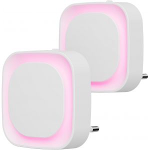 2 Pcs Veilleuse Led Automatique,Lampe De Nuit À Capteur Crépusculaire,3 Niveaux De Luminosité Dimmmable Veilleuse Enfant Avec Prise,Pour Couloir,Cuisine,Salle De Bains (Rose) - Neuf