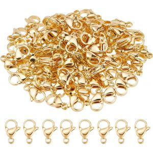 Eryi-100pcs 24k Plaqué Or Fermoirs À Homard Acier Inoxydable 304 Fermoir Collier Fermoir Bracelet Bijoux Fermoirs 11x7mm Pour La Fabrication De Colliers Diy Boucle D'oreille Bracelet - Neuf