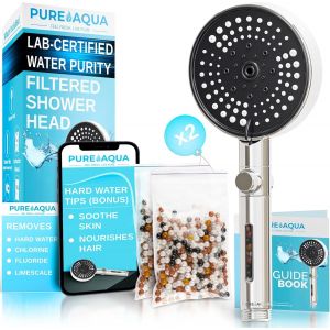 VIOU-Purea Pomme De Douche Filtrée En 5 Étapes (X2 Power ¿ Filtration Supérieure) | Filtre De Douche À Eau Dure Uk (Apaise La Peau Des Cheveux) | Filtre De Pommeau De Douche | Pomme De Douche Haute - Neuf