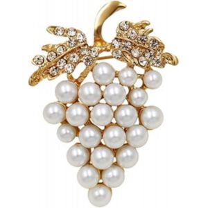 KJDAL-Broche En Forme De Raisin Blanc Avec Finition Cristal,Livrée Dans Une Pochette Cadeau,Cristal,Cristal - Neuf