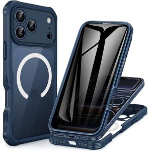 LORANKA-Magn&eacute;tique Anti Espion Coque iPhone 17 Pro [Compatible avec MagSafe] int&eacute;gr&eacute; 9H Verre Tremp&eacute; Protection &eacute;cran et Protection Cam&eacute;ra, 360&deg; Antichoc T&eacute;l&eacute;phone Housse Case Int&eacute;grale Etui -Bleu - Neuf