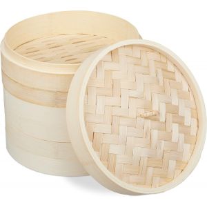 Subzonal-Cuiseur Vapeur Bambou, Panier Asiatique Avec 3 &Eacute;tages, Pour Dim Sum, Riz, Bamboo Steamer, &Oslash; 24 Cm, Nature - Neuf