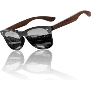 Kalanka-Lunettes De Soleil &Agrave; Jambes En Bois - Pour Homme Et Femme - Polaris&eacute;es - Noires - Lunettes De Soleil - Uv400 - Lunettes De Soleil R&eacute;tro - Unisexe - Accessoires Pour Homme - Pour Golf, P&ecirc;che, - Neuf