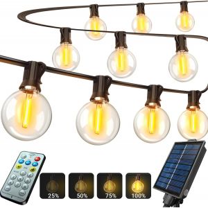 Kalanka-Guirlande Solaire Exterieur, 7.5m Guirlande Lumineuse Exterieure Solaire Avec 10+1 G40 Ampoules Pour Jardin Terrasse Mariage F&ecirc;te - Neuf