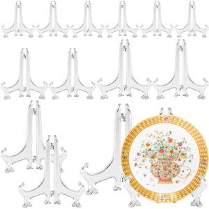 14 Piece Pliable Support Assiette, 3-7 Inch Plastique Transparent Porte Assiette, Multifonctionnel Support Decorative, Mini Chevalet Pour Vitrine Couverts De Collection, Photo Cadre, Dvd - Neuf