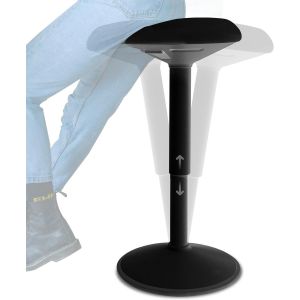SUBZONAL-Tabouret Ergonomique &agrave; Bascule - Tabouret Reglable en Hauteur 55 &agrave; 80cm - Si&egrave;ge Actif Compact - Maison, Bureau, &Eacute;cole - Coussin en Mousse, Rev&ecirc;tement en Lin Hydrofuge - Noir Mat - Neuf