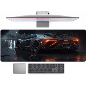 WQD-Tapis de souris de jeu 80 x 30 cm, avec bords cousus et antidérapant, sous-main améliore la précision et la vitesse, sous-main pour la maison et le bureau (voitures de course) - Neuf