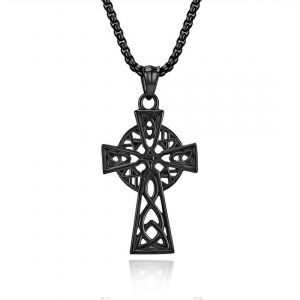 Collier Croix En Acier Titane Avec N?ud Celtique Nordique, Pour Homme Et Femme. Pendentif En Acier Inoxydable Avec N?ud Triangulaire Viking Et Cha&icirc;ne De 70 Cm. - Neuf