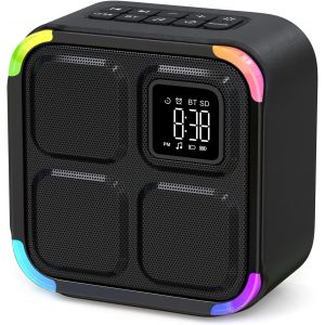 Enceinte Bluetooth Portable Avec Reveil, 30 Sons Apaisants Machine &Agrave; Bruit Blanc Avec Veilleuse 8 Couleurs, Haut-Parleur Bluetooth, Lampe De Chevet R&eacute;veil Matin, Cadeau Ado Gar&ccedil;on Fille - Neuf