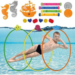 KAL-Oceanhunt® Jouets De Plongée Sous-Marine | Kit Complet Jeu Piscine Pour Enfant | Chasse Au Trésor Pirate, Cerceaux | Jeux Eveil Exterieur Enfants | Jouet Aquatique | Originalcorner® - Neuf