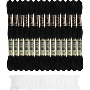 Kalanka-14 Pcs Fils Broderie Point De Croix Noir Avec Carte De Fil,Fils Bracelet Brésilien Kit,Fil Coton,Fil Broderie,Fournitures De Loisirs Créatifs 8m - Neuf