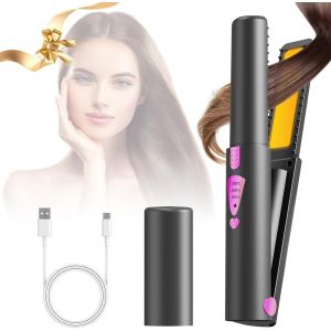 Fer &Agrave; Lisser Sans Fil,Lisseur Boucleur Cheveux, Mini Lisseur Rechargeable,3 Temp&eacute;rature/160-200&deg;C,Chauffage Rapide, Lisseur Cheveux Ceramique Et Ionique, Pour Lisser Et Boucler Les Cheveux - Neuf