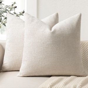 CAUC-Lot de 2 Housse Coussin de canap&eacute; 45x45 en Chenille Housse de Coussin Douces Cecoration de Maison Coussin Canape D&eacute;coratives de Luxe pour Canap&eacute;,lit et Salon - Neuf